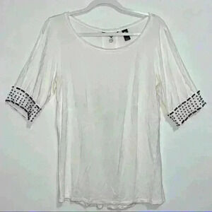 BKE Boutique Top Blouse Ivory Sequin M